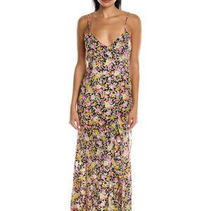 Les Reveries Ruffle Cami Silk Maxi Dress. New, with tags
